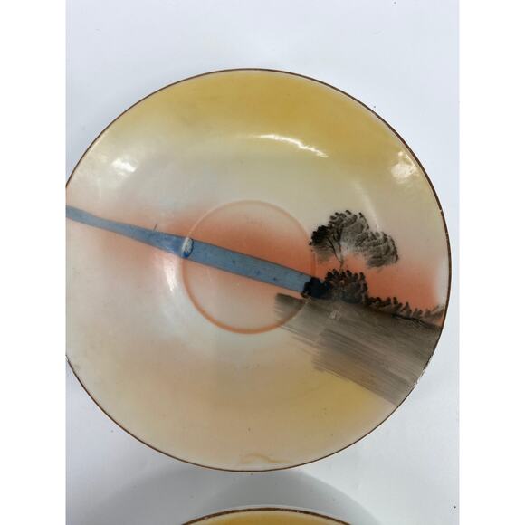 set of 4 VTG Independence Ironstone Castleton China platter 13”x9” sunset Japan - Picture 10 of 12